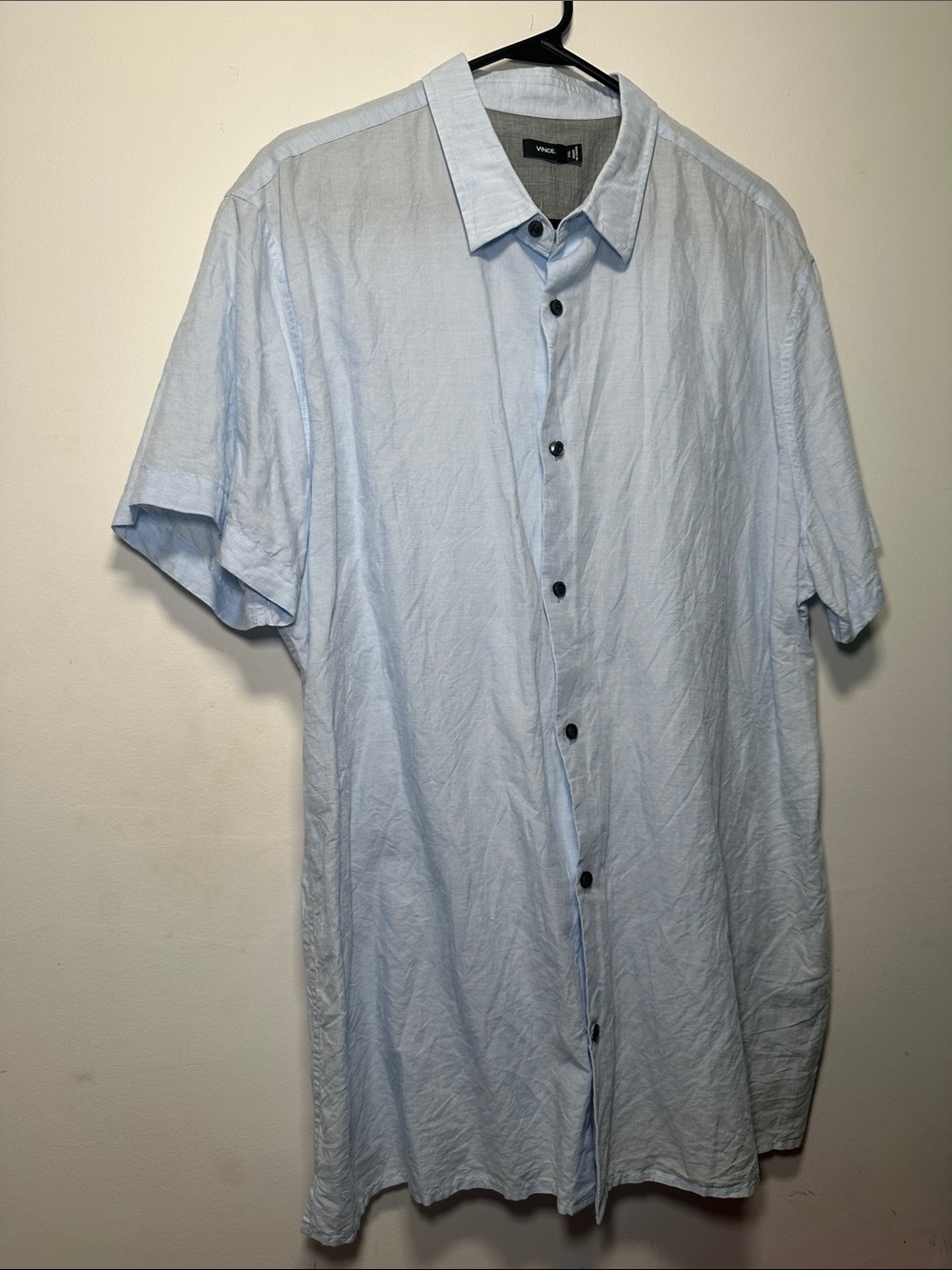 Vince Light Blue Linen Blend Short Sleeve Button Up Shirt Men’s XXL Resort - Picture 5 of 14